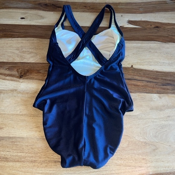 Speedo Black Wide Strap Cross Back One Piece Swimsuit - Picture 3 of 6